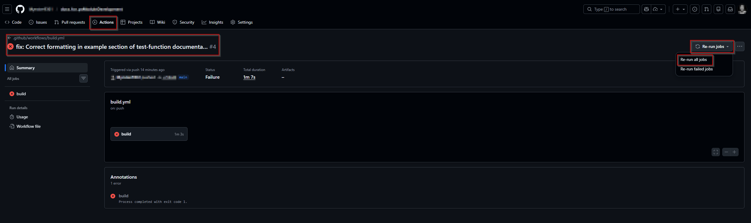 GitHub Action Re-Run all jobs